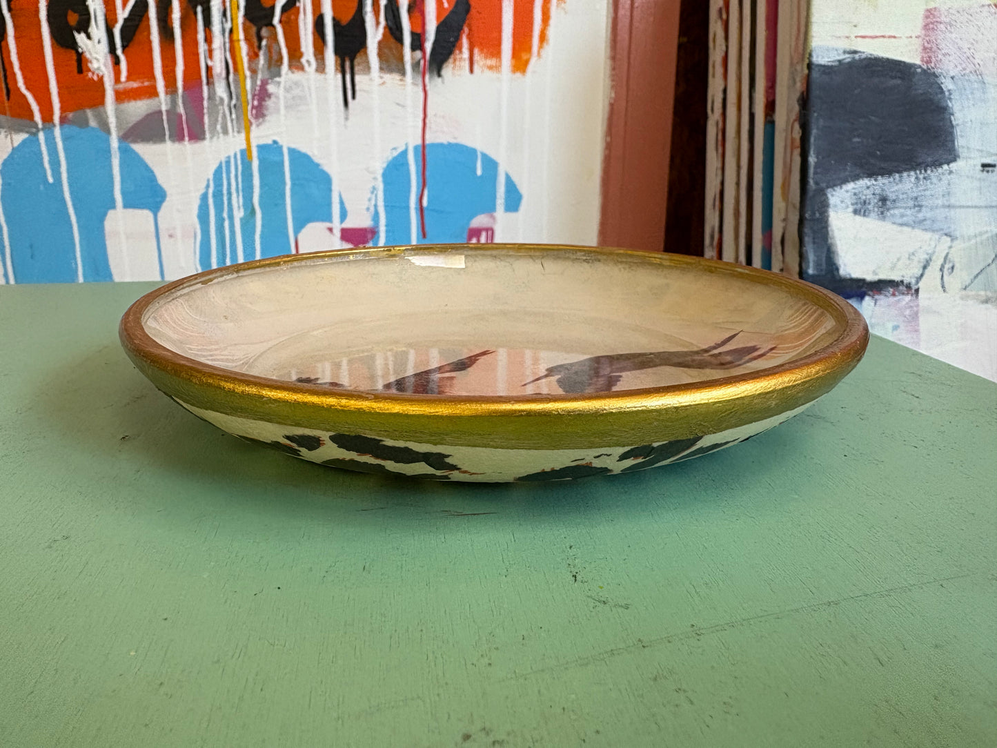 Small Birds Handmade Decoupage Plate