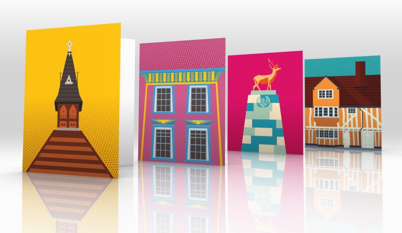 Paul Crowley cards depicting Beckwiths, McMullens, Hertford War Memorial and Egyptian House