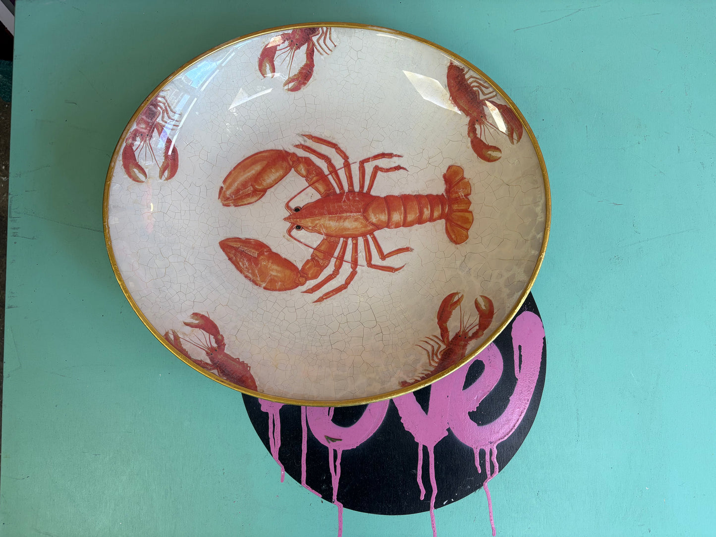 Large Lobster Handmade Decoupage Platter
