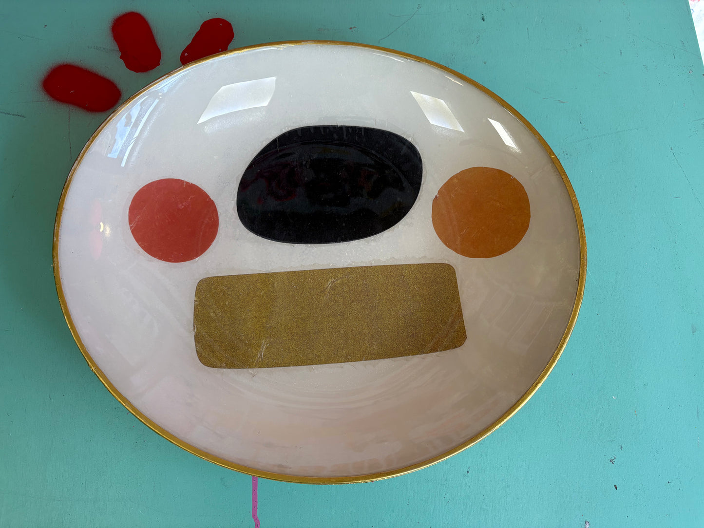 Large Abstract Handmade Decoupage Platter