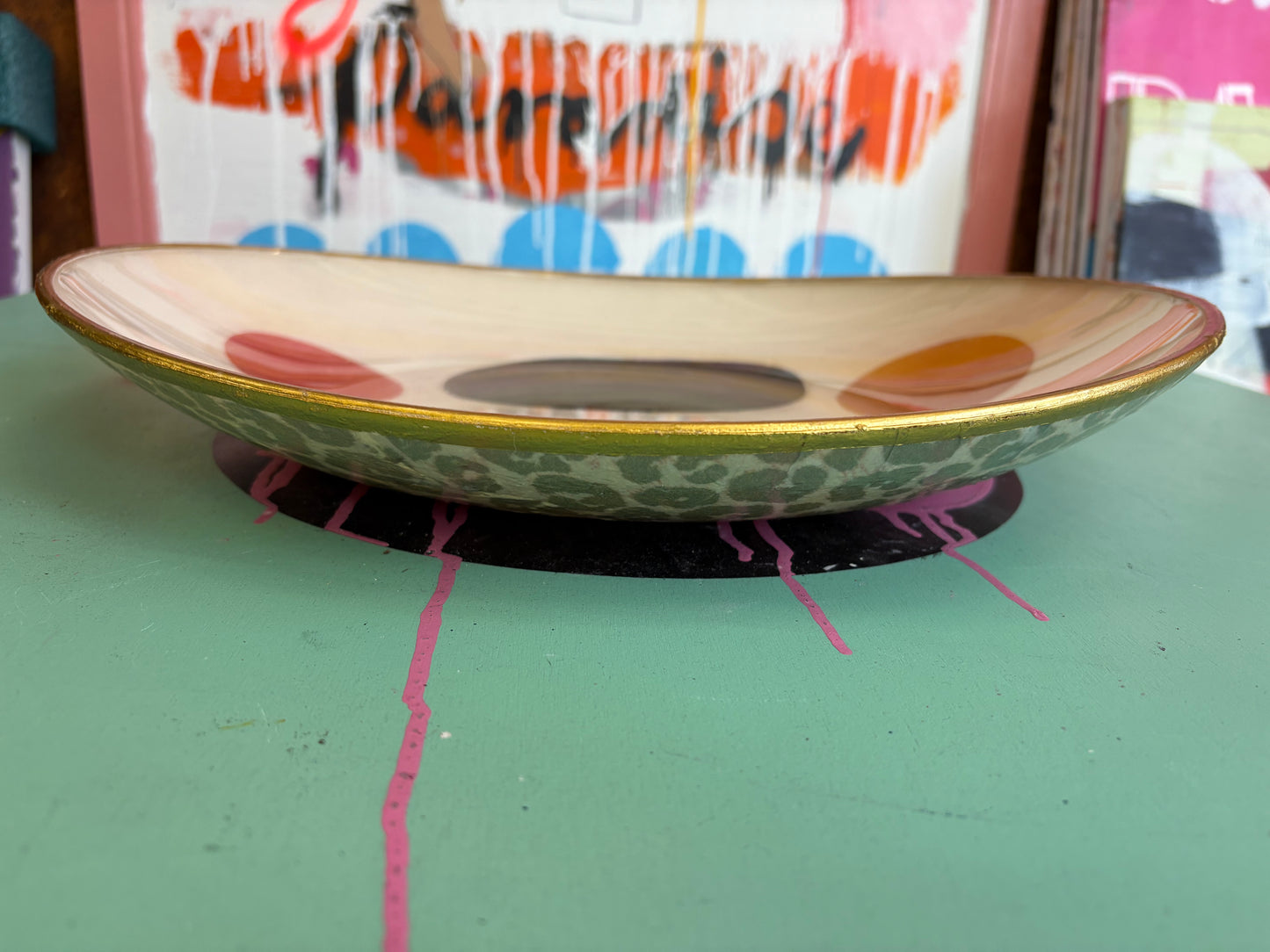 Large Abstract Handmade Decoupage Platter