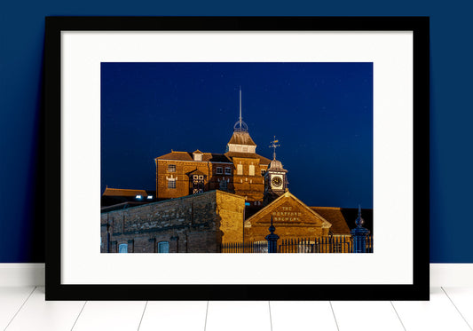 Photograph of McMullens Brewery at night with clear sky and stars by Paul Crowley