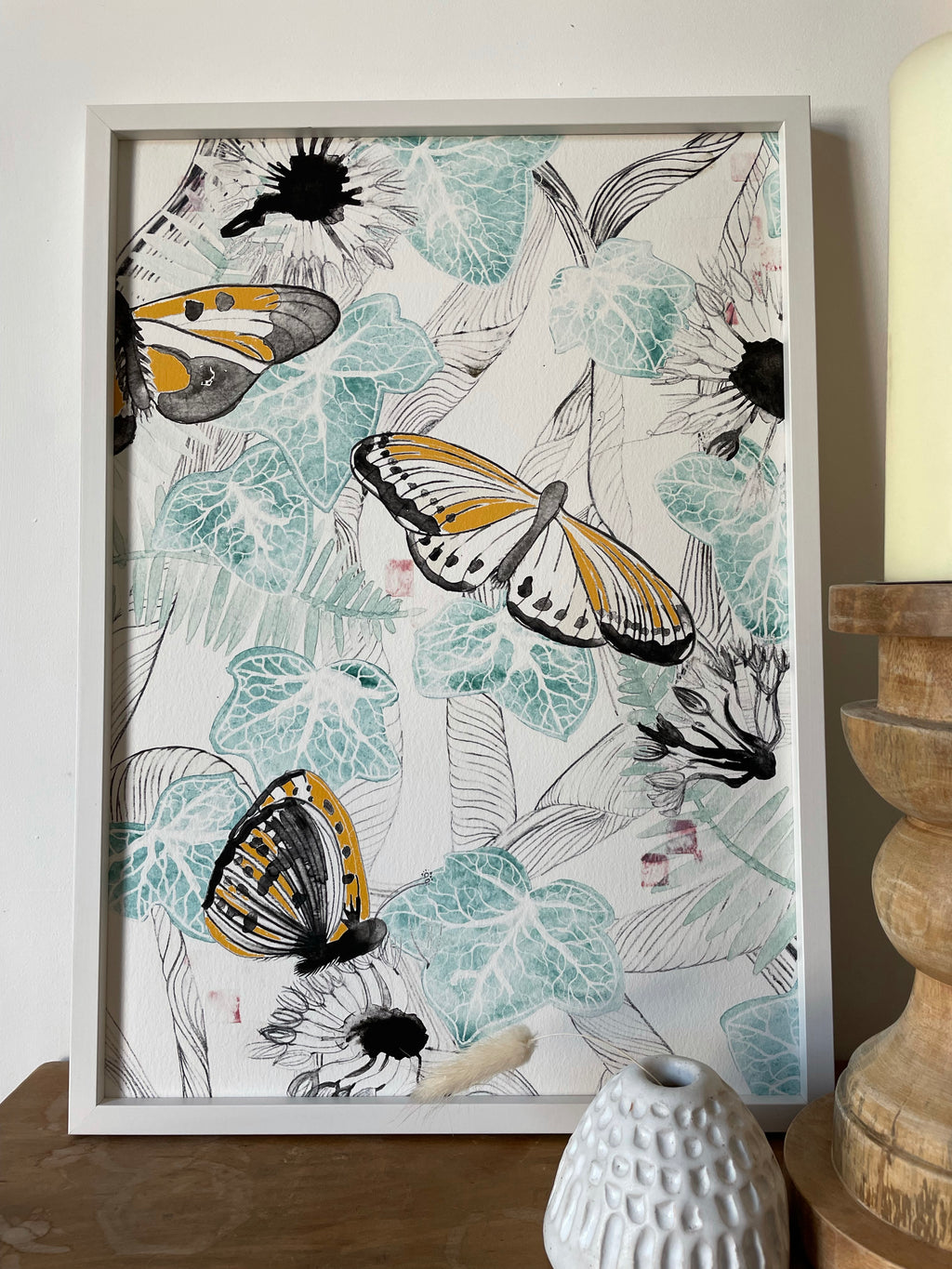 Forest Butterflies Giclee Print - A3 Framed